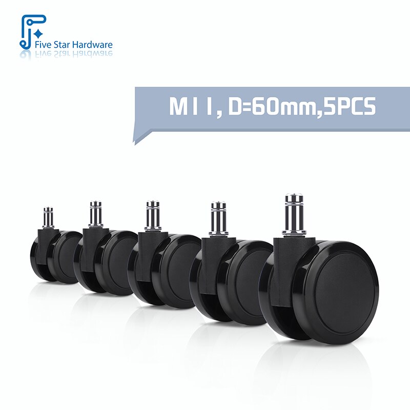 Yleiset toimistotuolin pyörät 5 kpl  m11 50/60mm puettavaa pu tpu kääntyvä pyörä sileä pyöritys vaimennusrullat huonekalujen laitteisto: 60mm (5 kpl)