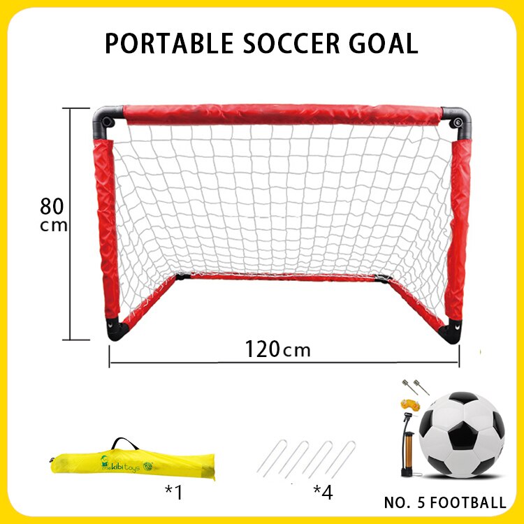 Portable Folding Youth Soccer Goal Children Sports Soccer Goal With Size 3/5 Soccer Ball No assembly required Game Football Gate