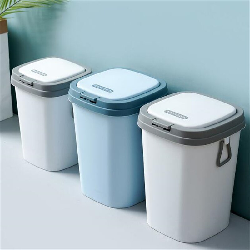 1Pc Nordic Druk Deksel Prullenbak Huishouden Woonkamer Badkamer Afval Bin Kantoor Vuilnis Houder