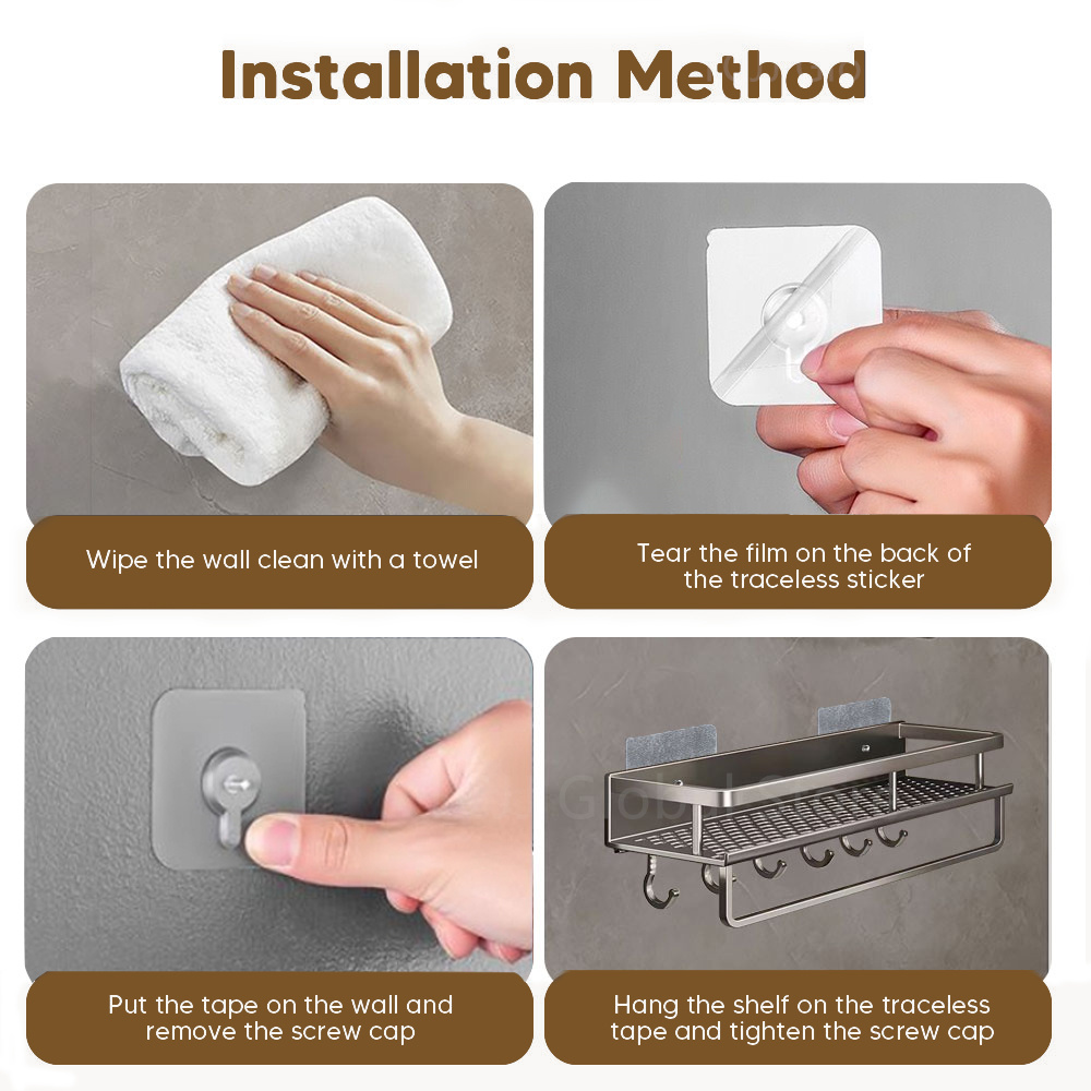 1/2 Stuks Geen Punch Kruidenrek Wandmontage Keuken Spice Organizer Met Haak Staaf Kruidenrek Spice Plank badkamer Keuken Plank