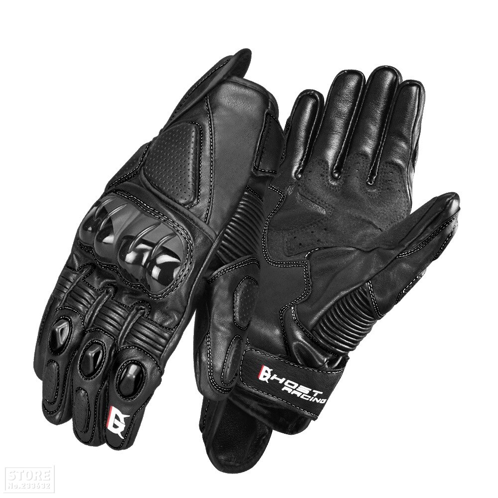 GHOST RACING Guantes de Motocicleta Guantes para motocross de verano de medio dedo Guantes para motocross de fibra de carbono Guantes de Moto transpirables: GR-ST01 black / L