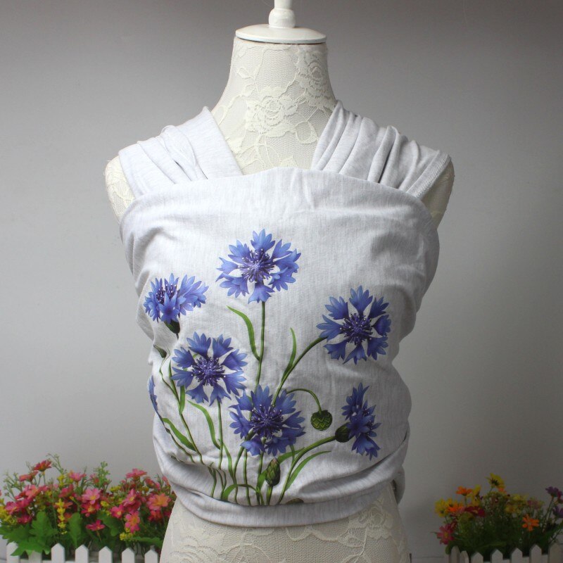 Hombro impreso para bebé cintas de toalla trasera Multi-funcional bebé toalla Horizontal Hold Portable bebé mochila frontal lado llevar niños: blue flower