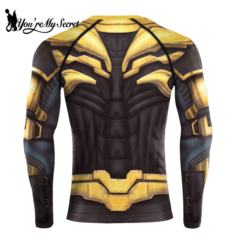 [Du bist mein Geheimnis] Superheld Langarm Workout 3D Kompressionsshirt Comics Cosplay Kostüm Herren Quick Dry Rash Guard Gym Tops