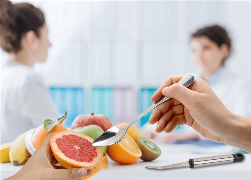 4PCS Grapefruit Spoons Stainless Steel Serrated Fruit Spoons Dessert Spoon With Grapefruit Peeler Fruit And Vegetable Tools