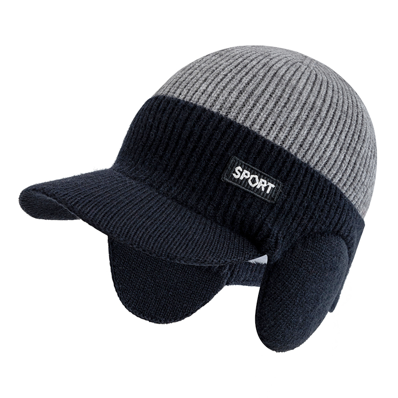 Men Winter Hat Warm Earflap Brim Cap Stylish Hats For Men Outdoor Thicken Ski Sports Knitted Hat: army green