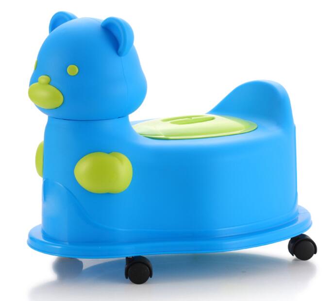 offre spéciale populaire belle ours bébé toilette pot formateur enfants pot chaise formation: blue with wheel