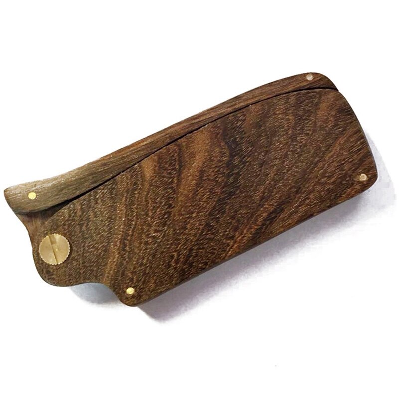 Peine plegable de madera de sándalo negro para hombre, peine de madera portátil, peine con forma de barba de sándalo