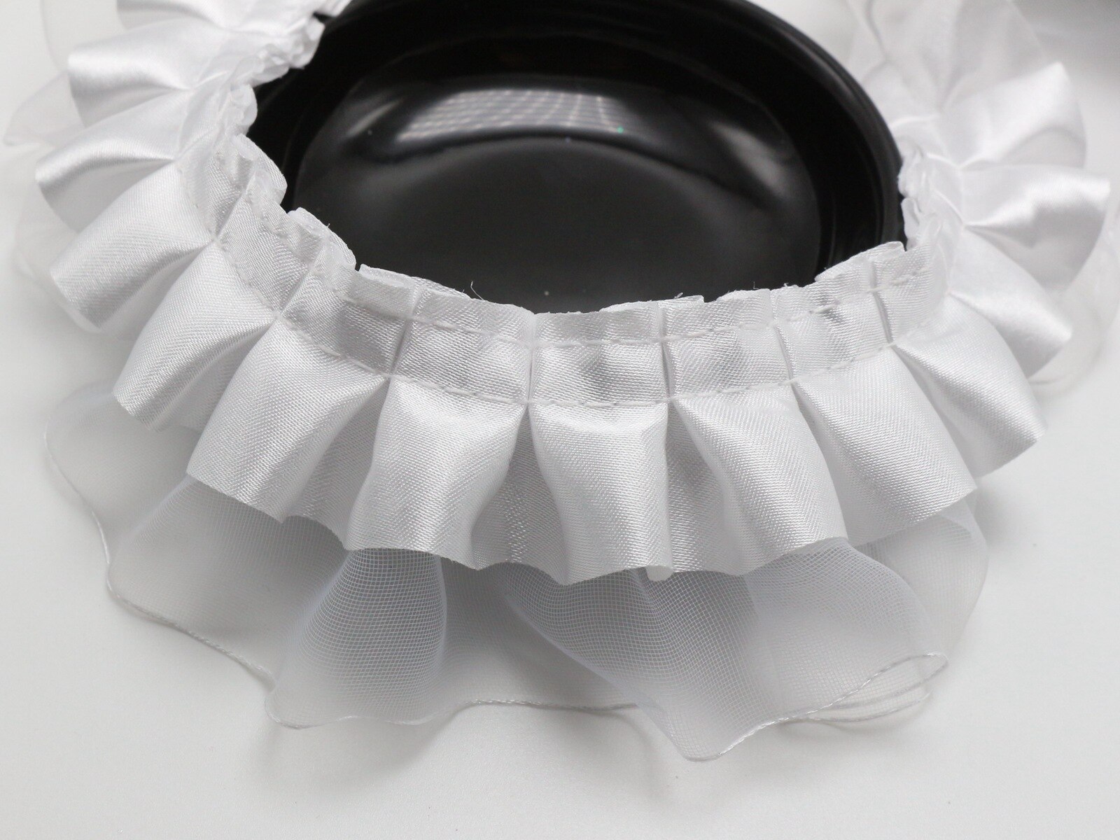 5.5 Yards (5 Meter) double Layer Ruches Eenzijdige Organza Tulle Satin Lint Trim 40Mm Naaien Wedding Craft Diy: WHITE / L