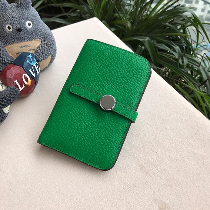 LOMANTINA Luxury Brand Women Wallet 100% Genuine Leather Short Cow Leather Lady Girls Deisgner Womens Wallets And Purses: 2201 Green