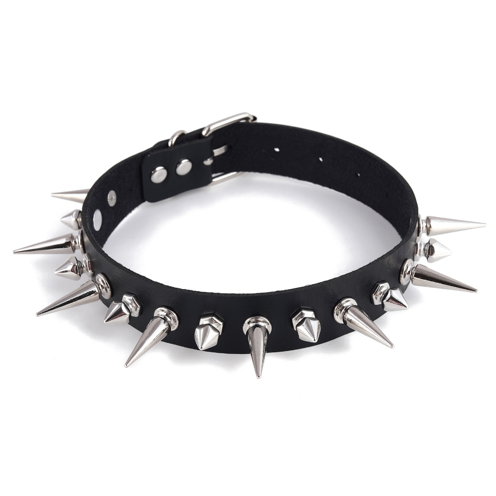 Emo Spike Choker Punk Collar Goth Necklace Vegan Leather Belt Chocker Accessories Harajuku Gothic Jewelry Halloween