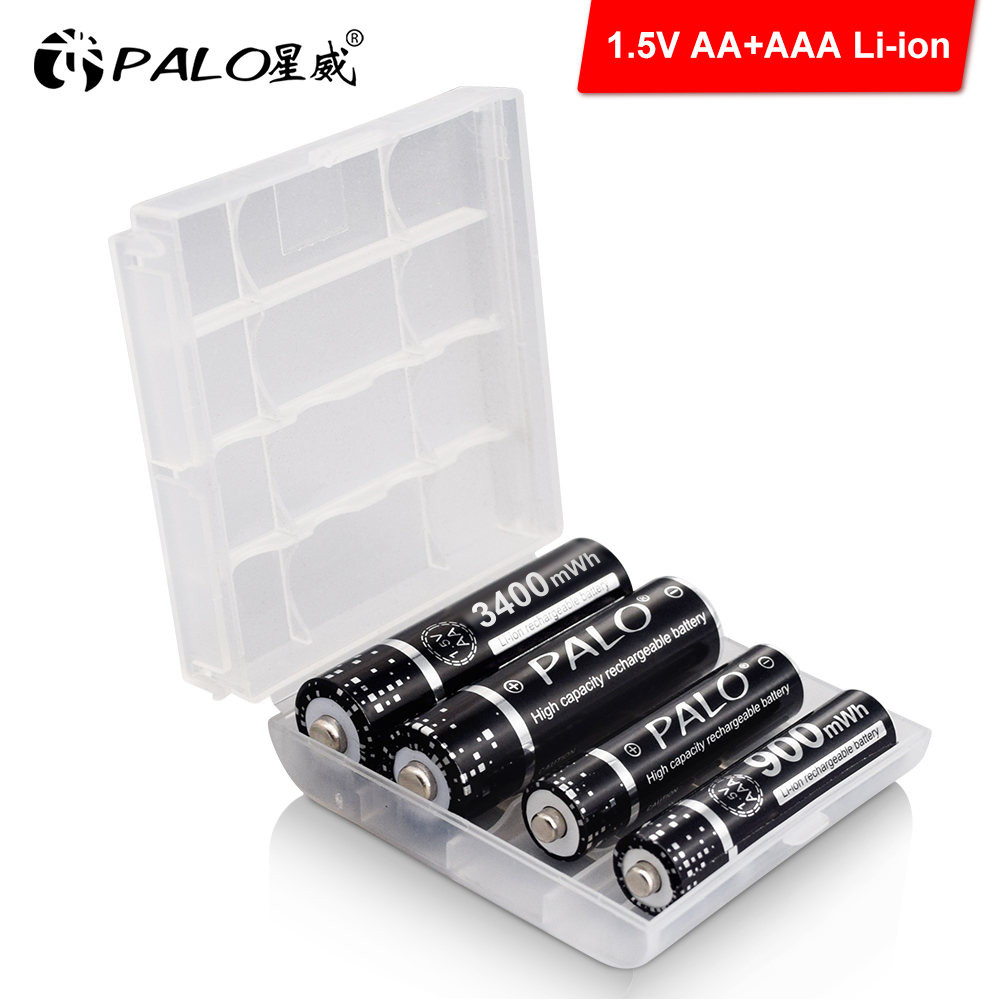 PALO-batería recargable de iones de litio, pilas AA y AAA de 1,5 V, R6, R3, cargador inteligente LCD de 4 ranuras