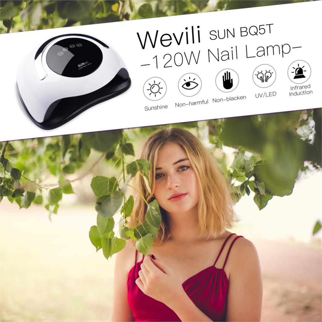 SUN BQ5T lámpara LED UV para secador de uñas lámpara de hielo de 120W para manicura Gel lámpara de secado de uñas lámpara para barniz de Gel