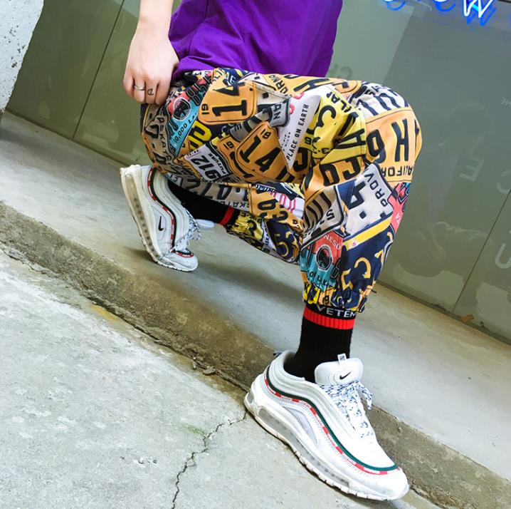 Efterår forår personlighed print harem bukser herre bukser pantalones hombre cargo feet bukser til mænd pantalon homme