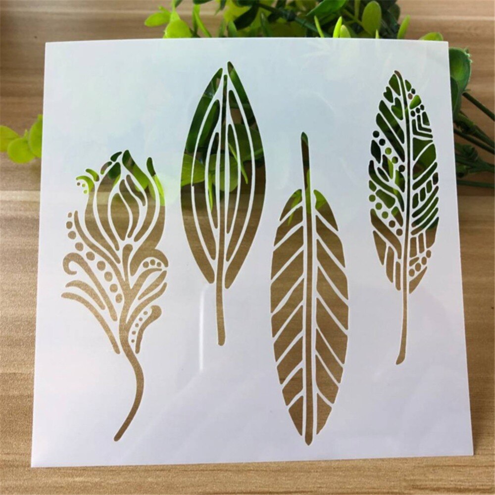 Plantilla de pintura de hojas y flores, álbum de recortes estampado, diario, papel gofrado etiqueta para flor, plantilla hueca: 9