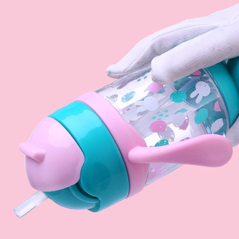 Bijgewerkt Duurzaam Baby Luier Kids Straw Cup Drinkfles Sippy Cups Met Handvatten Leuke Voeden Fles 300/500ml