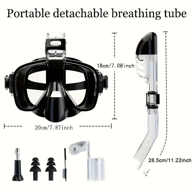 Panorámica 180 ° Máscara de snorkel: gafas de buceo de media cara antifugas y antivaho para snorkel