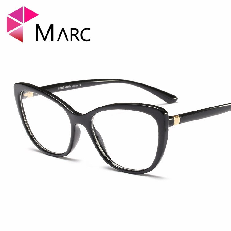 MARC Frame Eyeglass Clear lens Women Cat eye Square Glasses Resin Transparent Eyewear Personality Purple 95185 1: C1