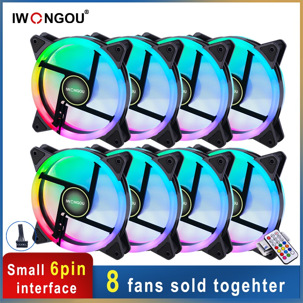 IWONGOU Fan RGB Adjust PWM 120mm PC Fan Computer Cooler Argb Case Fan For Argb Case Cooler Double Ring