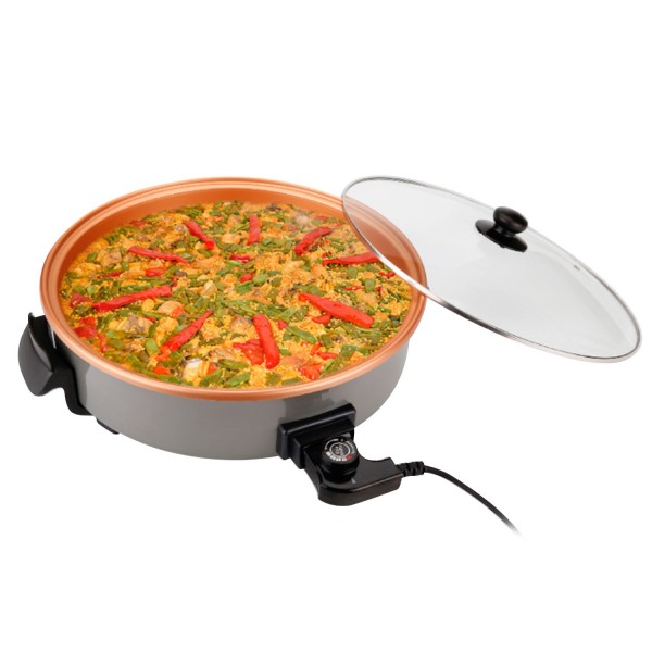 NewChef Sartén Eléctrica Multifunción de 40 cm. de Diámetro y 7 cm. de Profundidad. 1500W. Paellera Arrocera Multicazuela