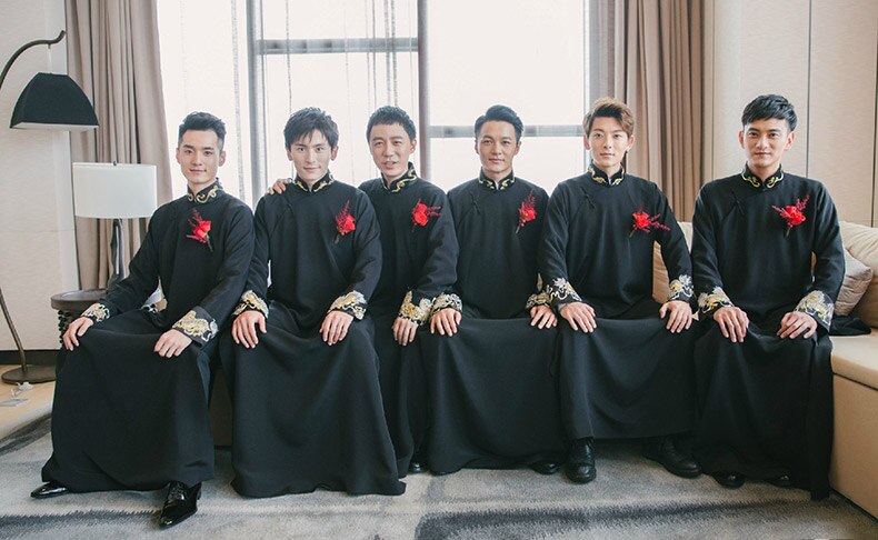 Chinesische Hochzeit Kleid Trauzeuge Traditionellen Chinesischen Hochzeit Kleid Männer der Bräutigam Toast Kleid Seetang Kostüm Drachen Phönix Jacke