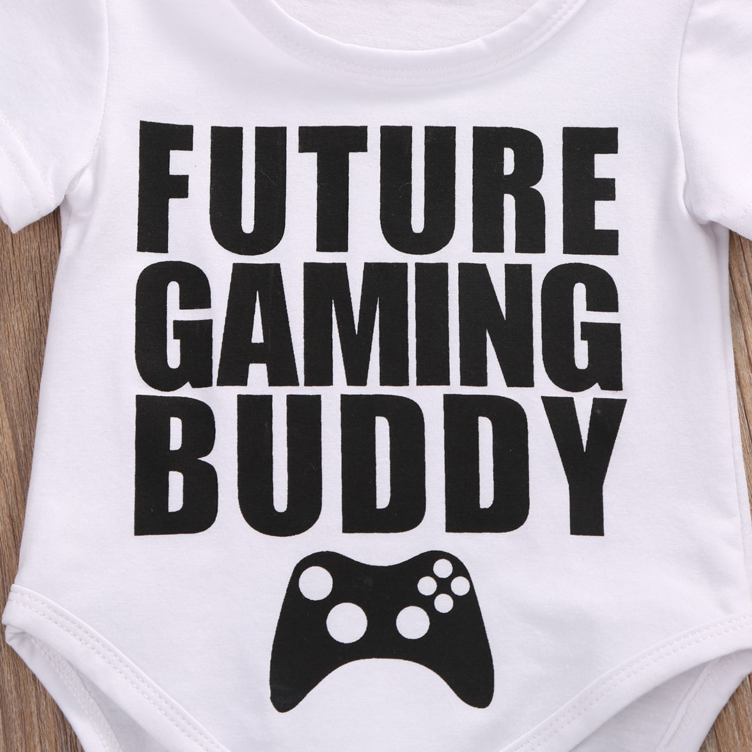 Pasgeboren baby peuter meisje jongen unisex kind letter bedrukte playsuit romper jumpsuit kleding zonnepak outfit
