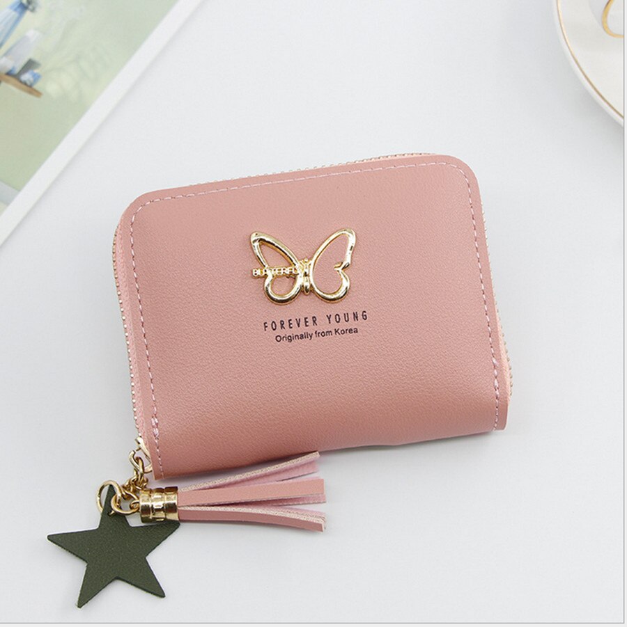 Ladies wallet cute student tassel pendant small PU wallet coin purse lady card bag