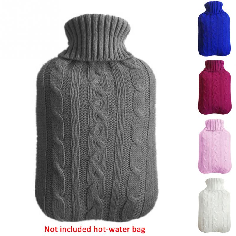 Husholdnings vinter god fuld størrelse vandflaske 2l- med blødt strikket betræk-grå aftagelig vaskbar holde varmen og eksplosionssikker