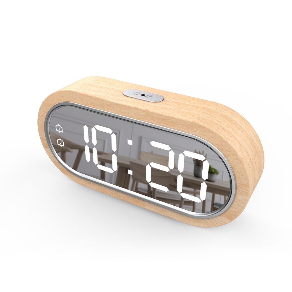 Digitale Klok Alarm Snooze Tafel Thermometer Elektronische Usb Charger Led Spiegel Houten Horloge Woonkamer Bureau Klokken Aaa Aangedreven: Default Title