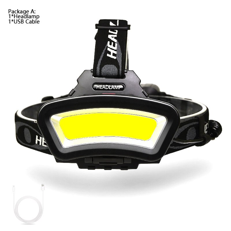8000lm usb genopladelige led forlygter 200m lange lysafstande vidvinkel cob forlygte lanterne til vandreture udendørs brug 2*18650: -en
