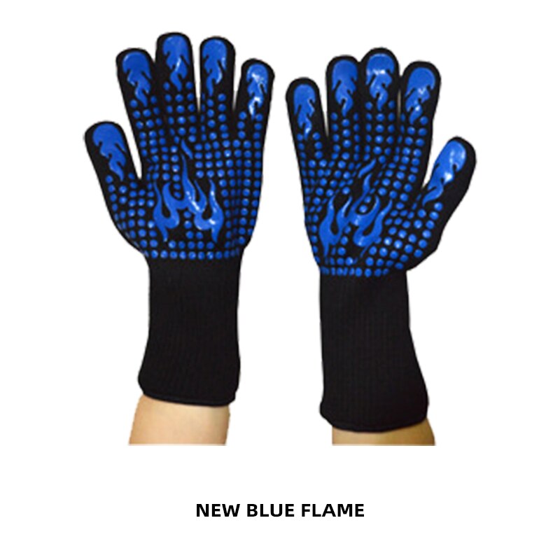 Gants multifonctions pour four à micro-ondes, maniques à poignée pour barbecue, résistant à la chaleur, ignifuge, pour la cuisson, outil de cuisine: 2pcs blue flame