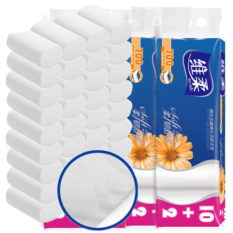 12 Rolls 4-Ply Toilet Paper Ultra Soft Wood Pulp Strong Household Bath Tissues