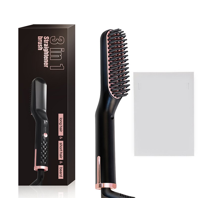 3 in 1 Electric Beard Straightener Combs Long Beard Curly Hair Straightening Brush Heating Smoothing Portable Hair Styling Tools: us