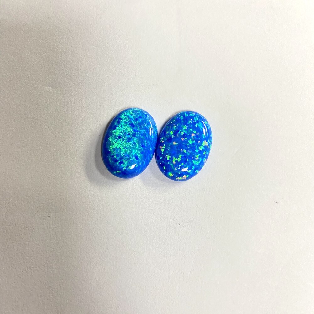 Pierres précieuses OP05 ovales de 18x13mm, opale de feu bleu foncé, cabochon à dos plat, pour la fabrication de bagues