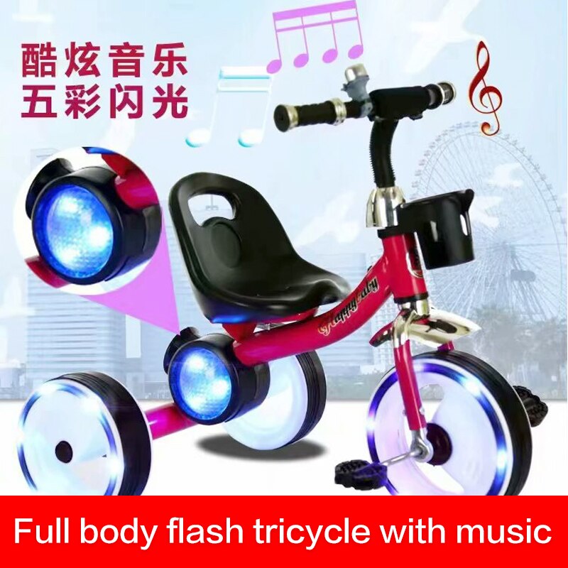 Neue kinder Dreirad Subwoofer Fahrrad mit Musik Licht Rad mit Licht Trolley Fahrrad Kinderwagen Spielzeug für Kinder Jungen Auto