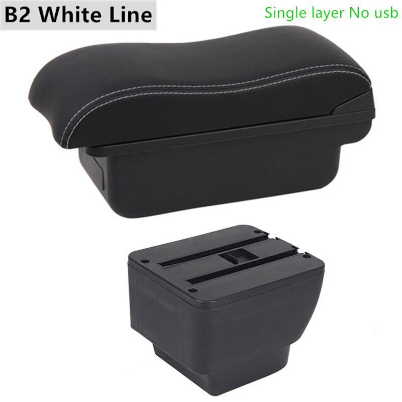 Armrest Box for Mazda 2 Leather Arm Rest Center Console Storage USB Car Accessory: B2 White Line