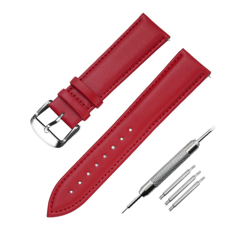 Soft Watch strap 8mm 10mm 12mm 14mm 16mm 18mm 20mm 22mm 24mm Men leather Women Watch band Part Purple Green Blue: Red / 22mm
