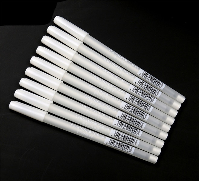 6 stks/partij 0.8mm Markeerstift Schets Marker Witte Verf Marker Pen Tekening Witte Lijn Pen Correctie Mark Pen Art levert