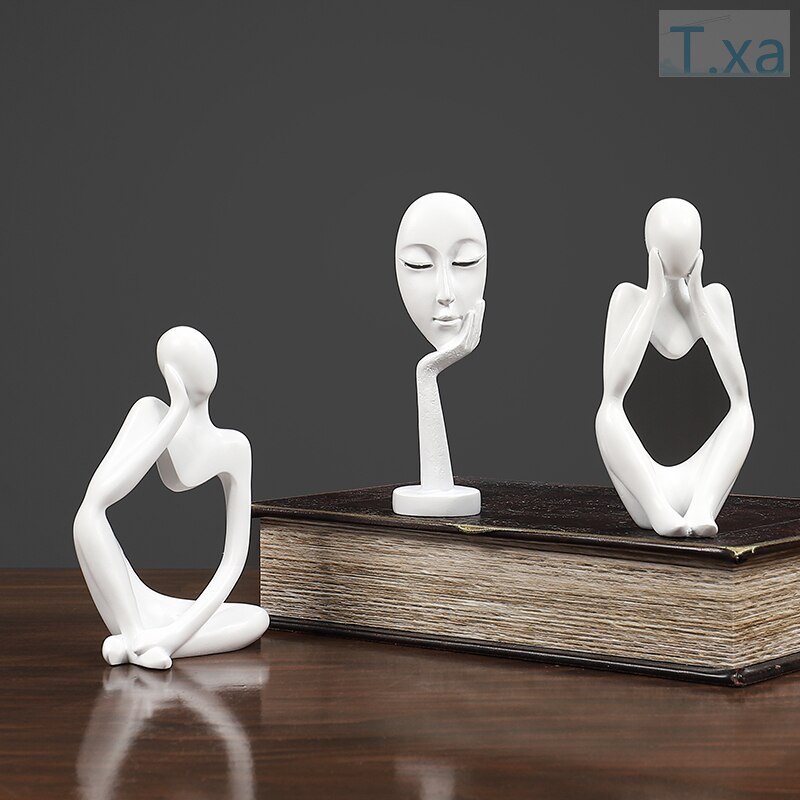 Thinker Statue Abstract Figure Sculpture Small Ornaments Resin Statue Home Crafts Modern Interior Decoration home accessorie
