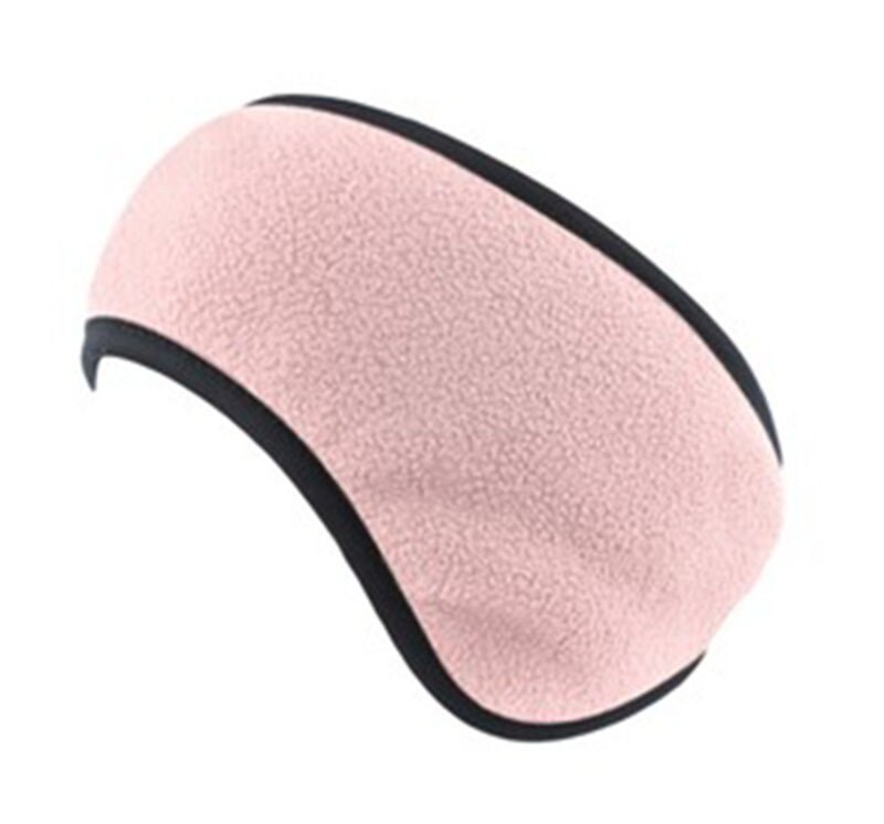 Men's and women's winter double fleece warm headband earmuffs ear bag with Velcro adjustment: Pink