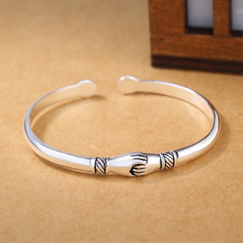 Retro Vrouwelijke 925 Sterling Zilveren Sieraden Armbanden Opening Handdruk Creatieve Vriendschap Armbanden SB47