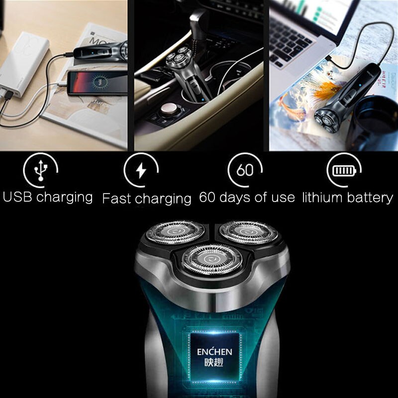 Elektrisch scheerapparaat xiao-mi voor mannen elektrisch scheerapparaat baardtrimmer scheermes 3d zwevende mesjes usb oplaadbare scheerapparaat baard 4