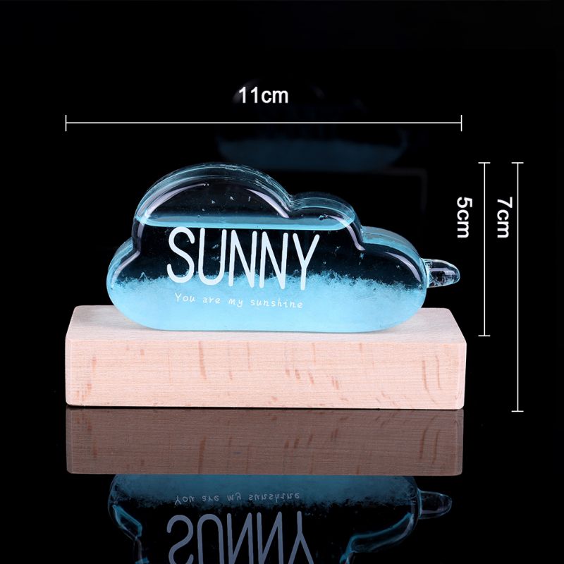 Weather Forecast Bottle Transparant Water Storm Wood Bottle Bracket Barometer Ornament Home Wedding Decor Craft: Blue cloud  base