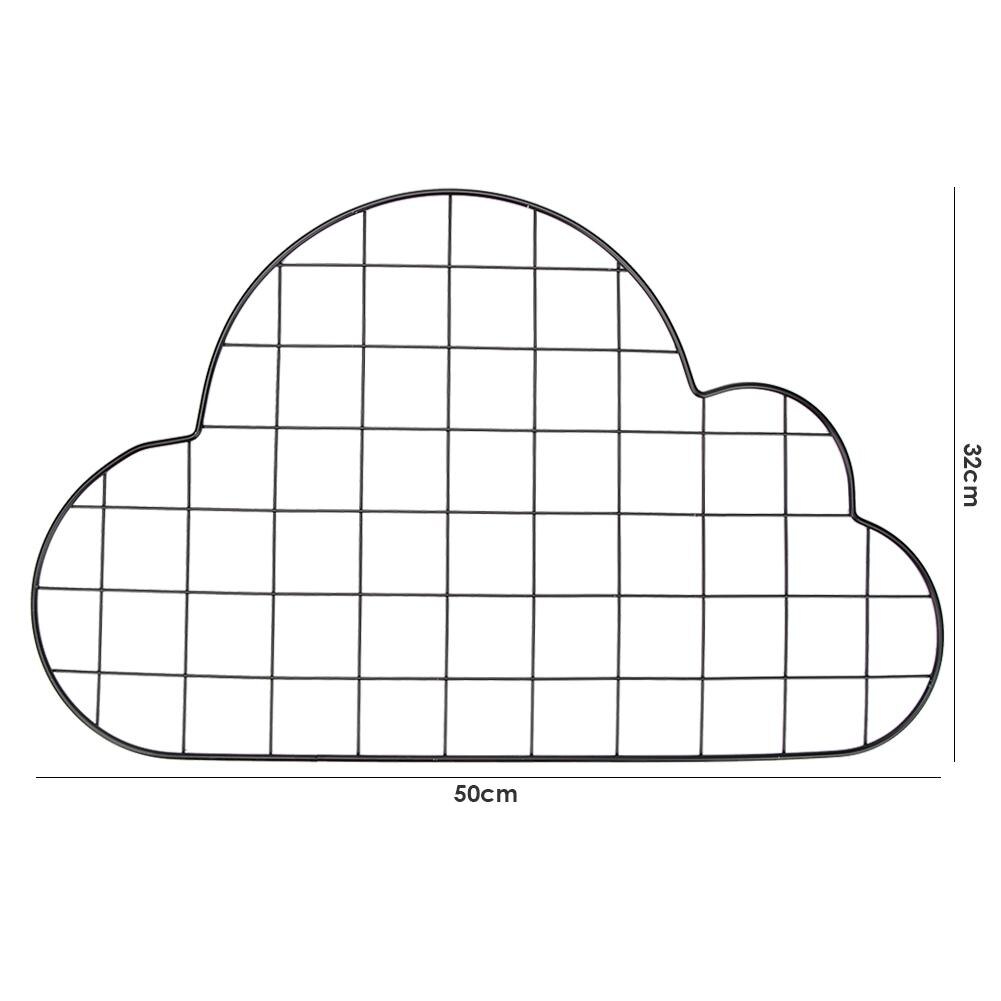 Marco colgante para foto en forma de nube de Metal para pared, marco de almacenamiento para fotos, decoración creativa para el hogar, pared de fotos de malla de hierro: Black