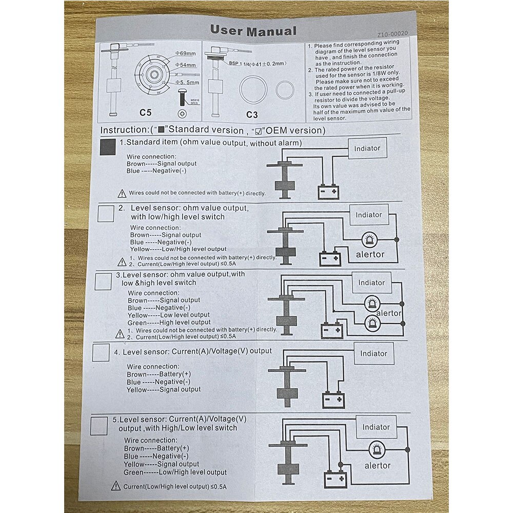 Jauge de niveau d'eau 52mm avec capteur de niveau d'eau 0-190ohm, compteur de niveau de réservoir, capteur d'unité pour voiture bateau, LED rouge 12V/24V