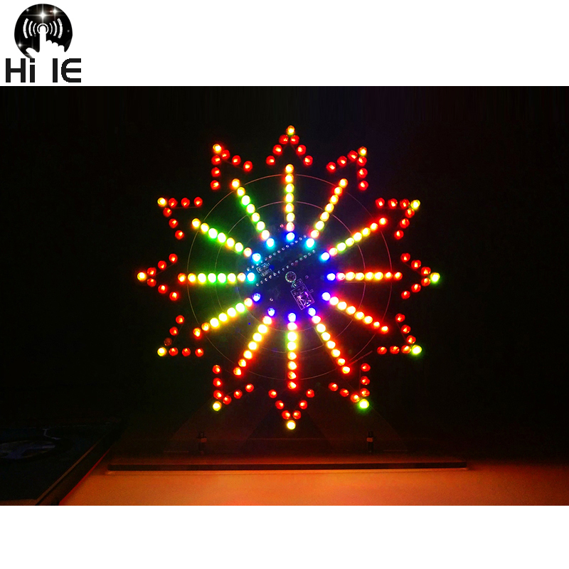 DIY Electronice Kit LED Rotierenden Riesenrad Schaltung Lernen Löten Kit 16 arten Blinkende Modus Fernbedienung 5V Eingang