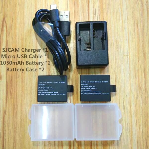 SJCAM Original Battery Case 1350/1050mAh Dual Charger For SJCAM SJ4000 Air Sj5000 Akaso V50 H9R H6S H8 Action Camera Accessories: E package