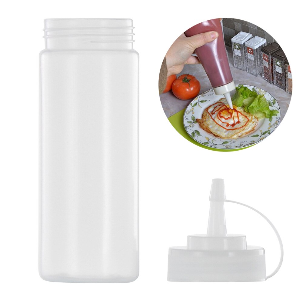 Dispensador de salsas de kétchup para barbacoa, botella dispensadora de aceite de oliva, tarro exprimidor de mayonesa con tapa, herramientas de cocina blancas de plástico seguras