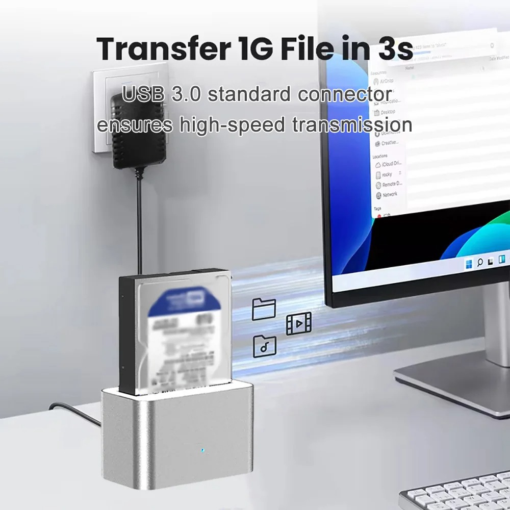 HDD Docking Station SATA to USB 3.0 Adapter for 2.5/3.5 SSD External Hard Drive Enclosure HDD Base Enclosure With Power Adapter