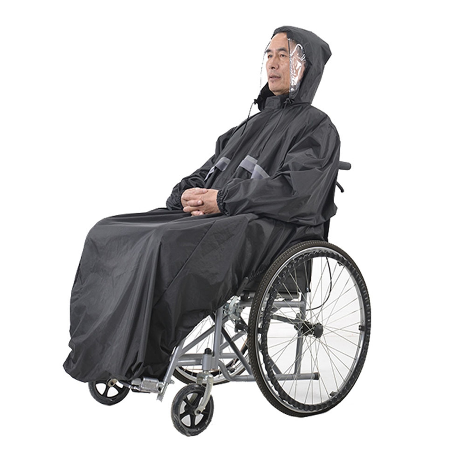 Poncho imperméable pour fauteuils roulants, Cape avec manches, capuche, bandes réfléchissantes, imperméable pour personnes âgées et patients