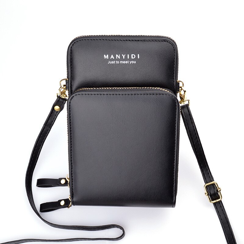 Damen-geldbörse, schlichte umhängetasche, vertikale mini-tasche mit reißverschluss, weiches leder